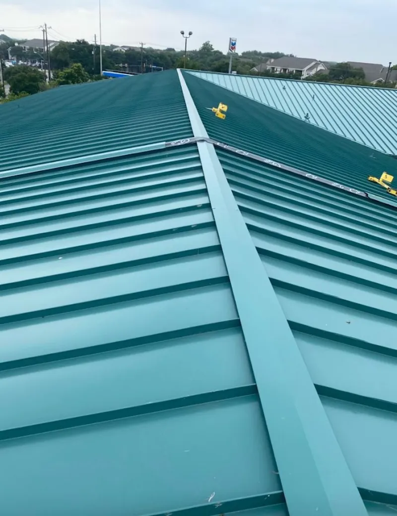 Green commercial metal roof ridge and valley for Metal Roof Repair in Pukalani